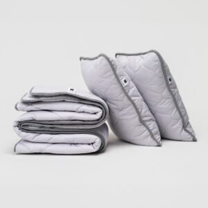 Комплект MERINO: Ковдра і Подушки – Світло Сірий Поплін